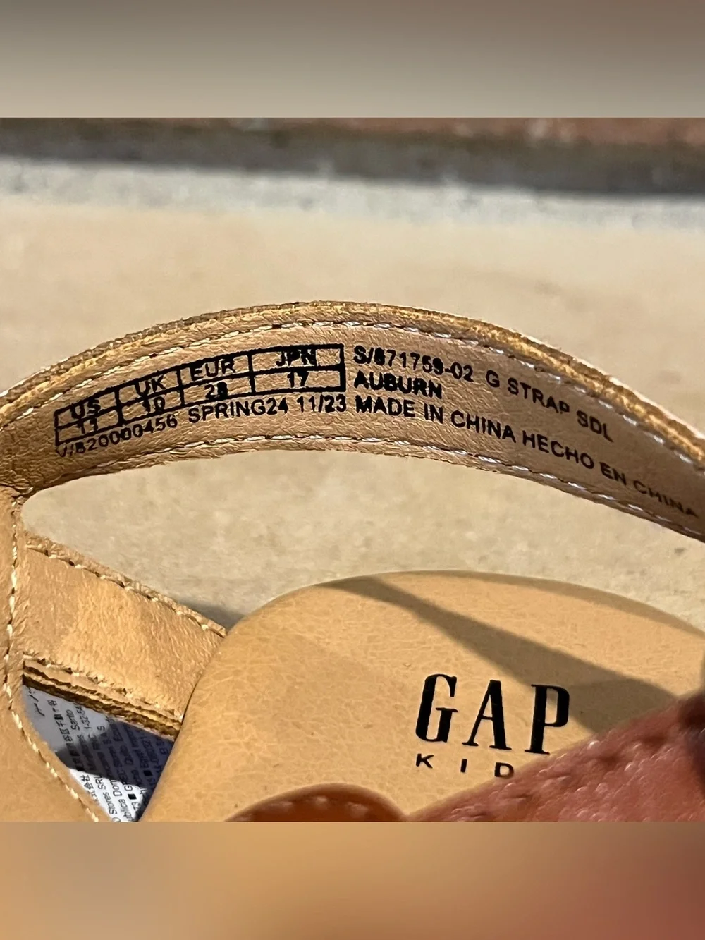 GAP Kids Auburn Faux Leather G Strap Classic Fisherman Sandals
